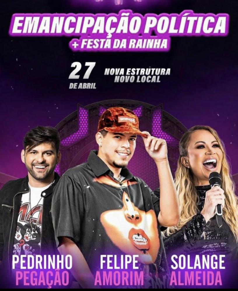 Felipe Amorim, Solange Almeida e Pedrinho Pegação são as atrações da festa pelos 64 anos de emancipação política de Serra Branca-PB