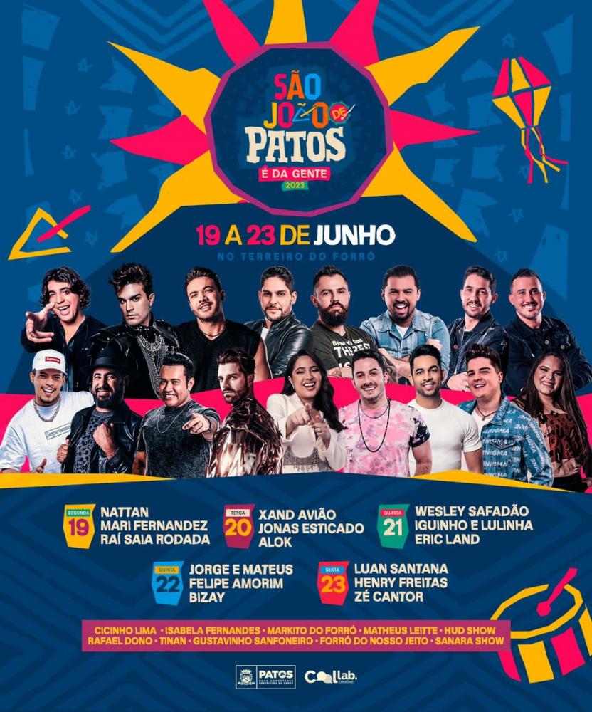 Jorge & Mateus, Luan Santana, Alok, Mari Fernandes e Iguinho e Lulinha são as novidades do São João de Patos 2023