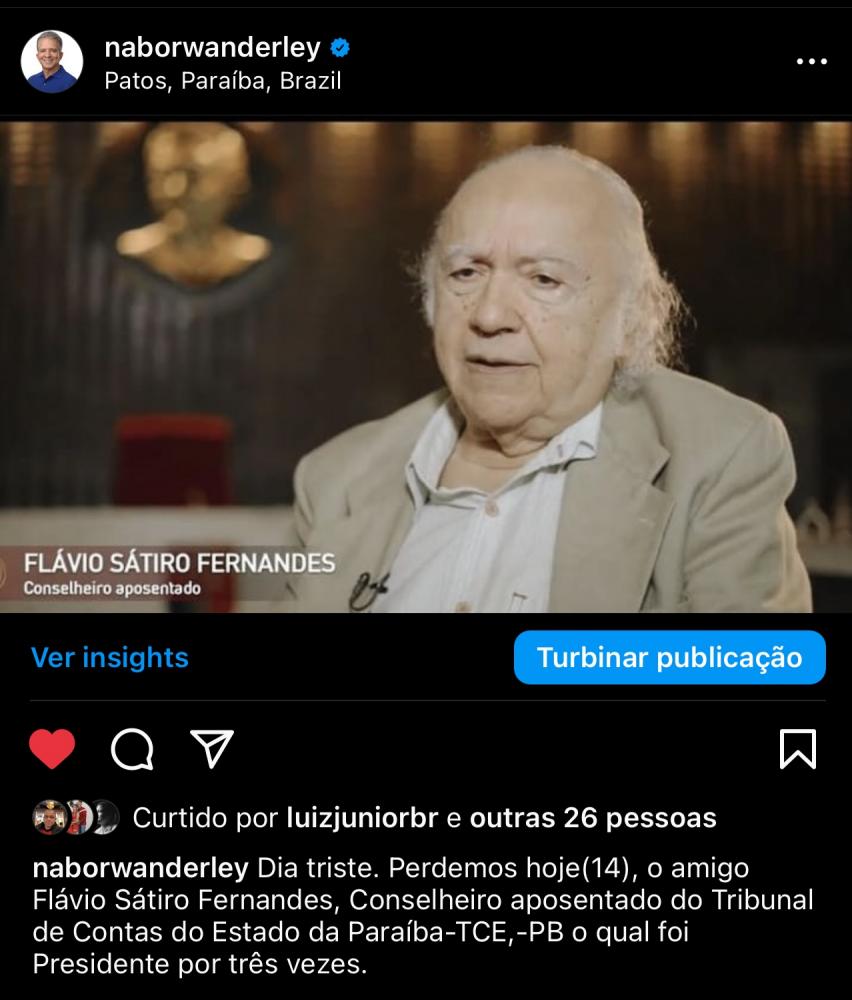 Prefeito Nabor lamenta morte do Drº Flávio Sátiro Fernandes e decreta Luto Oficial por três dias em Patos 