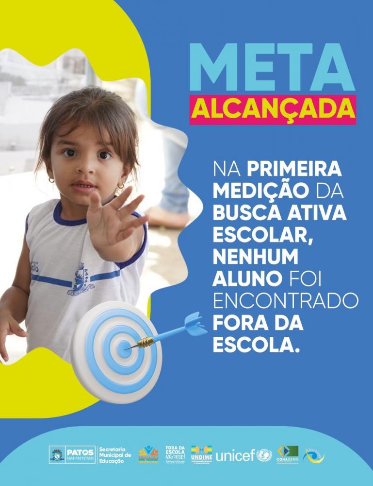  Patos bate meta da Busca Ativa Escolar do UNICEF, estratégia responsável por diminuir os índices de evasão da rede de ensino