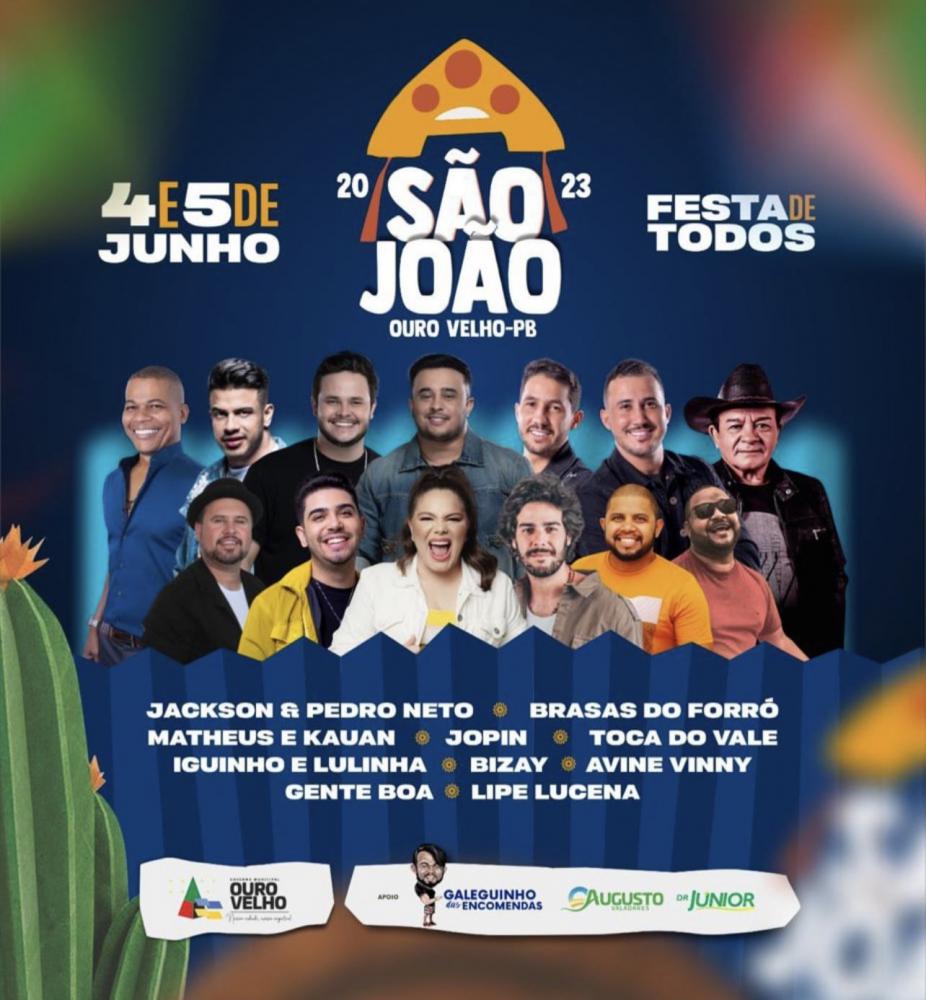 São João de Ouro Velho terá shows de Matheus & Kauan, Iguinho e Lulinha, Bizay e muito mais. Confira a programação completa ! 