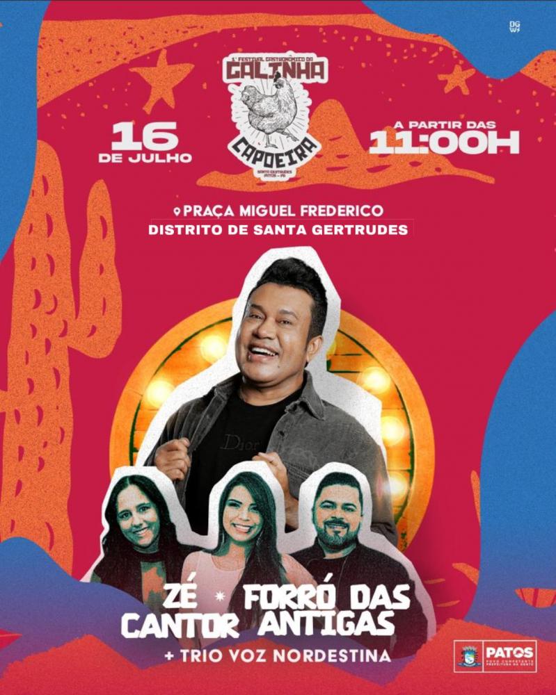 Confira os horários dos shows que vão animar o I Festival Gastronômico da Galinha de Capoeira do distrito de Santa Gertrudes que acontece neste domingo(16).