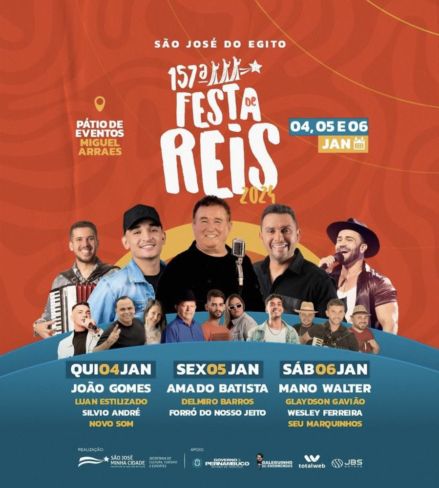 Festa dos Reis 2024 acontece nos dias 04,05 e 06 de Janeiro. Confira as atrações ! 