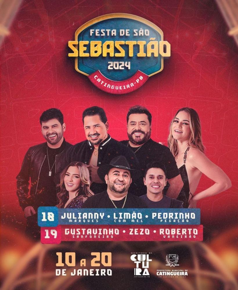 Festa de São Sebastião em Catingueira acontece nos dias 18 e 19 de Janeiro. Confira a programação!