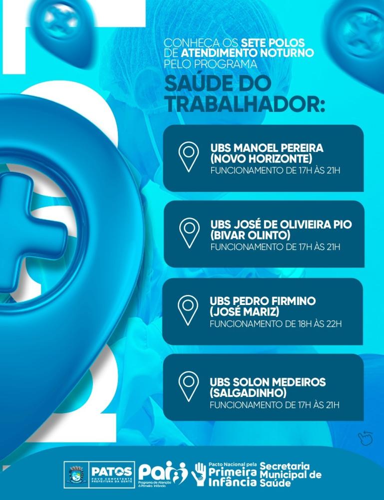 Atendimento noturno em Patos: Conheça os sete polos do Saúde do Trabalhador e os serviços ofertados à população
