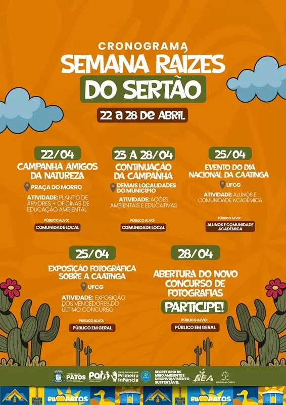 Semana Raízes do Sertão promove ações ambientais e abre concurso de fotografia em Patos